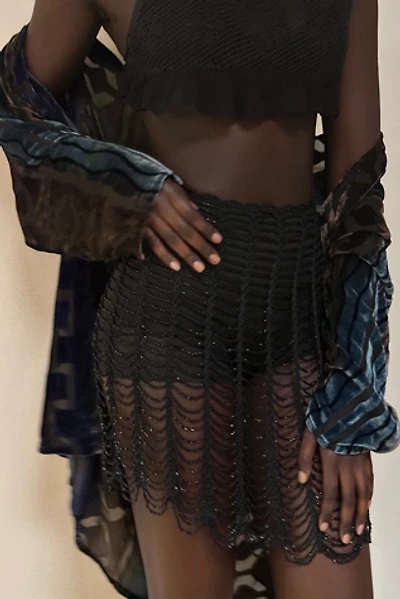Vintage 1970's Beaded Crochet Sheer Skirt Selected By Afterlife Boutique