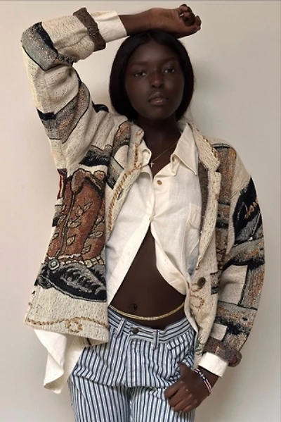 Vintage 1990's Western Boots Woven Cotton Jacket Selected By Afterlife Boutique