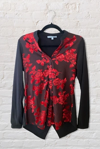 1990s Flocked Velvet Semi Sheer Top Selected By Ritual Vintage