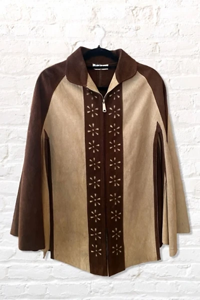 1970s Two Tone Suede Woodstock Era Cape Selected By Ritual Vintage
