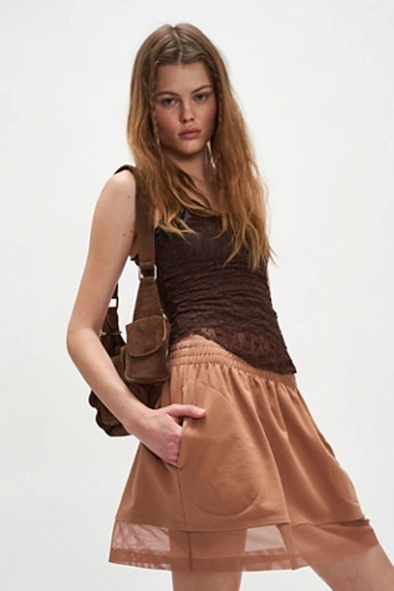 Norma Kamali Boyfriend Mesh Mini Skirt