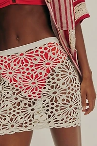 Norma Kamali Lace Straight Mini Skirt