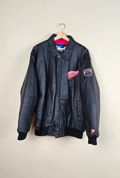 Vintage 90s Pro Player Detroit Red Wings Leather Jacket Selected By The Igala NYC