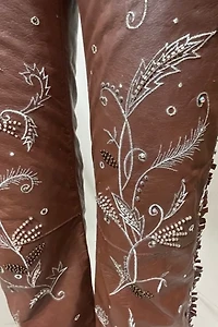 Y2K Rodeo Embroidered Baby Fringe Leather Pants Selected by Cannonball and Tilly