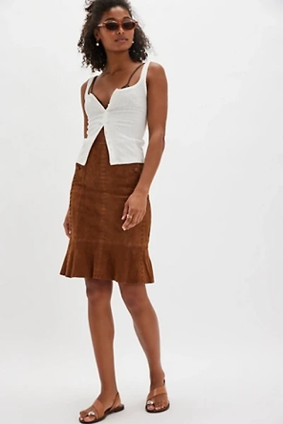 Understated Leather Hankerchief Whipstitch Skirt