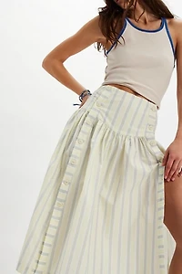 The Tiny Big Sister Striped Buttoned Midi Skirt