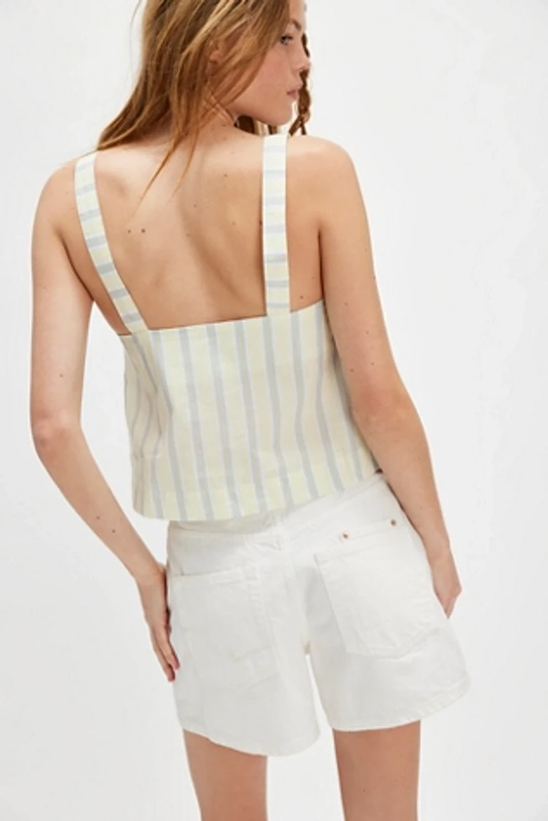 Stripes Button-Strap Tank