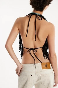 Understated Leather Madi Fringe Halter Top
