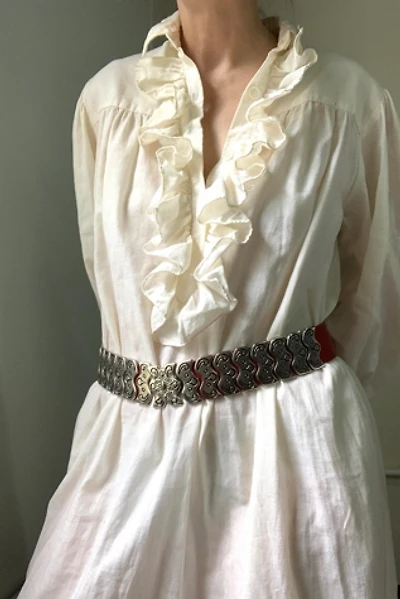 Vintage 1980s Red Leather Belt Selected by SharpLilTeeth
