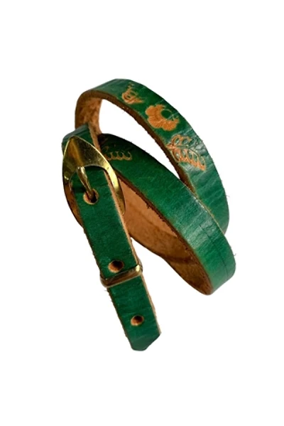 Vintage 1970s Skinny Tooled Leather Belt Selected by SharpLilTeeth