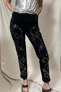 Black Studded Suede Pants Selected by Cannonball and Tilly