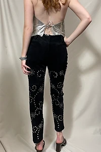 Black Studded Suede Pants Selected by Cannonball and Tilly