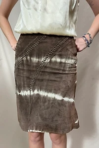 Tie Dyed Suede Fringe Y2K Skirt Selected by Cannonball and Tilly