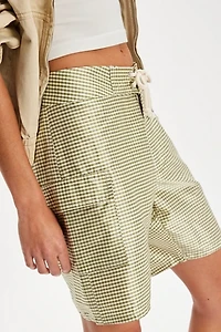 DONNI. Taffeta Gingham Board Shorts