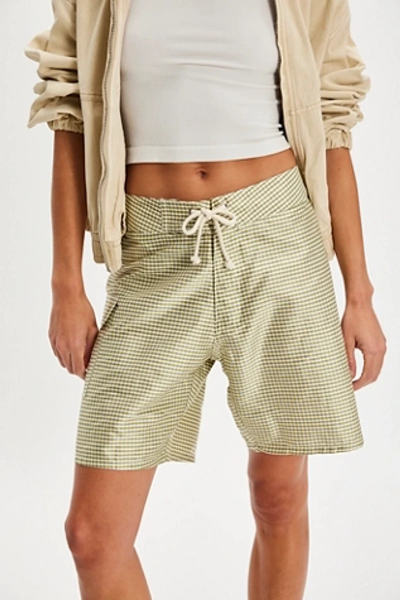 DONNI. Taffeta Gingham Board Shorts