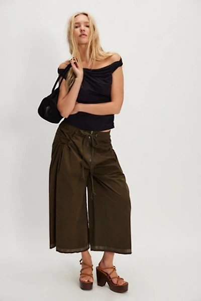 Asparagus Wide-Leg Pocket Pants