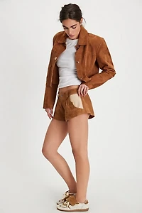 Understated Leather Combo Suede Shorts
