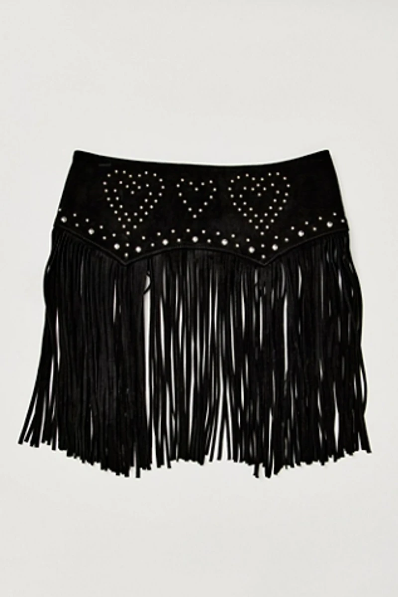 Understated Leather Heart Em Skirt Belt