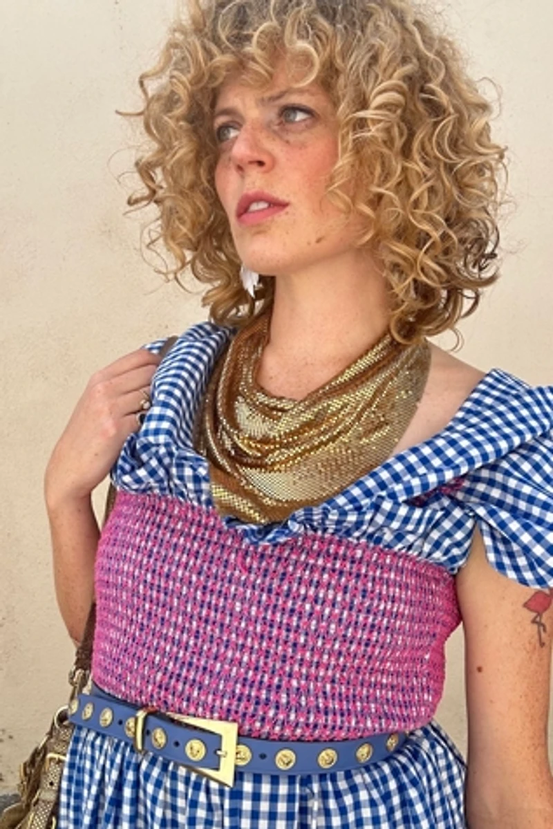 Lindsey Thornburg Blue Gingham Ruffle Dress Selected by The Curatorial Dept.
