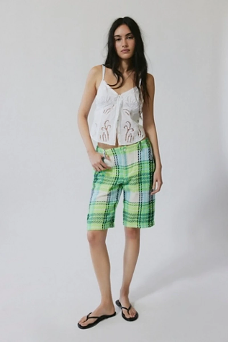 Anna Sui Plaid Capri Bermuda Shorts