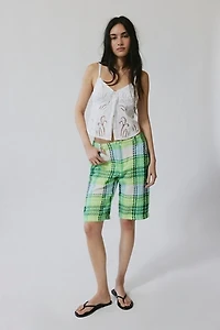 Anna Sui Plaid Capri Bermuda Shorts