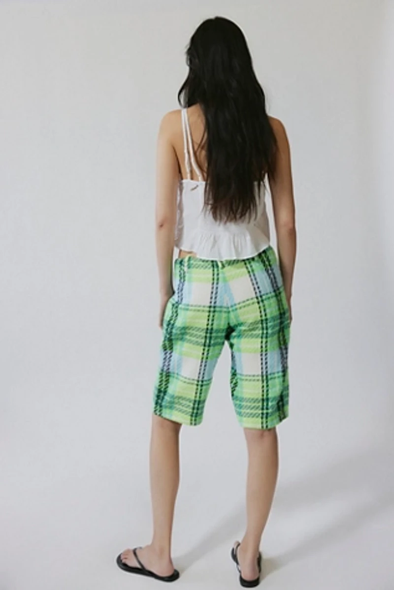 Anna Sui Plaid Capri Bermuda Shorts