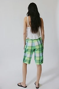 Anna Sui Plaid Capri Bermuda Shorts