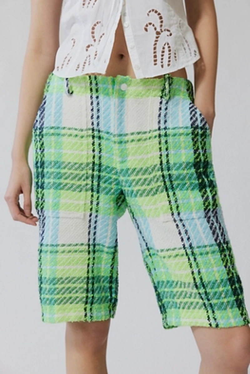 Anna Sui Plaid Capri Bermuda Shorts