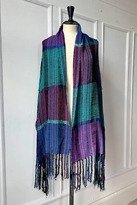 80s Textured Fringe Handwoven Natural Fiber Giant Scarf Wrap Shawl Selected by MARMALADE