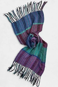 80s Textured Fringe Handwoven Natural Fiber Giant Scarf Wrap Shawl Selected by MARMALADE
