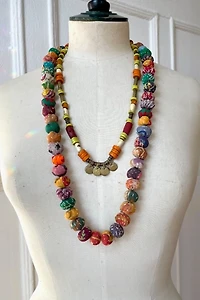 Antique Artisanal Cloth Beads and Glass Trade Beads Necklace Set Selected by MARMALADE