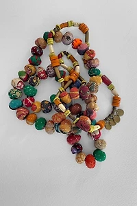 Antique Artisanal Cloth Beads and Glass Trade Beads Necklace Set Selected by MARMALADE