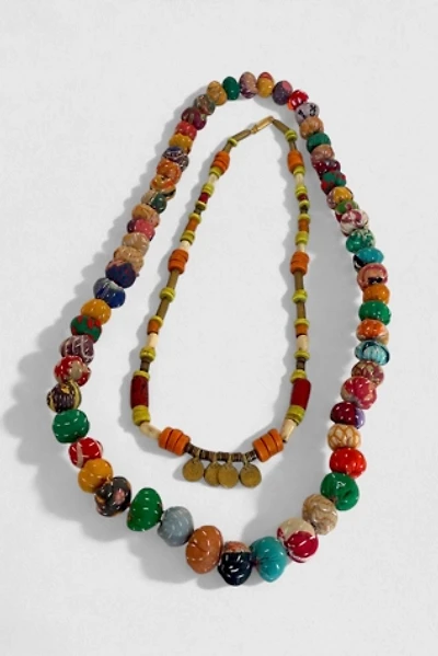 Antique Artisanal Cloth Beads and Glass Trade Beads Necklace Set Selected by MARMALADE