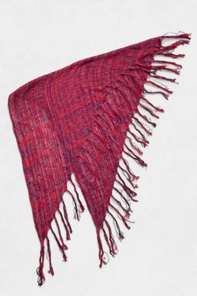 Vintage Multi-Textured Loose Weave Triangle Fringe Wrap Shawl Selected by MARMALADE