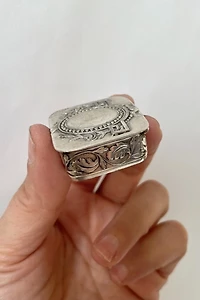 Antique Tiny Square Embossed Silver Treasure Box Selected by MARMALADE