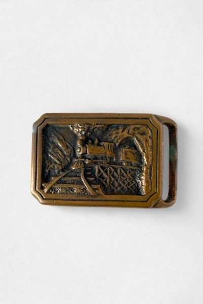 Vintage 70s Solid Brass Steam Locomotive Train Buckle Selected by MARMALADE