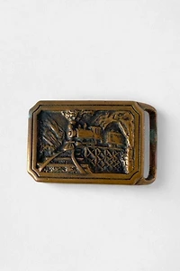 Vintage 70s Solid Brass Steam Locomotive Train Buckle Selected by MARMALADE