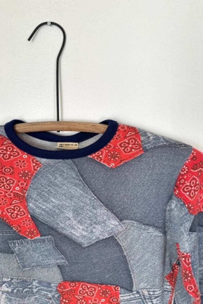 Vintage 1970s Denim and Bandana Photo Print Shirt Selected by Grievous Angel Vintage