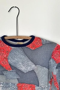 Vintage 1970s Denim and Bandana Photo Print Shirt Selected by Grievous Angel Vintage