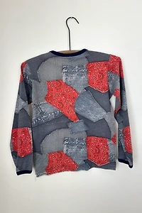 Vintage 1970s Denim and Bandana Photo Print Shirt Selected by Grievous Angel Vintage