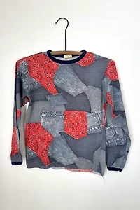 Vintage 1970s Denim and Bandana Photo Print Shirt Selected by Grievous Angel Vintage