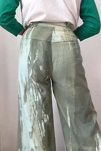 Vintage 1970s Green Marbled Wide Leg Pants Selected by Grievous Angel Vintage