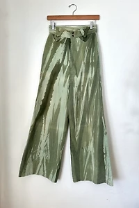 Vintage 1970s Green Marbled Wide Leg Pants Selected by Grievous Angel Vintage