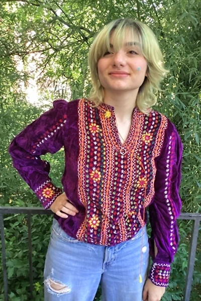 Vintage 1960s Embroidered Velvet Top Selected by Cherry
