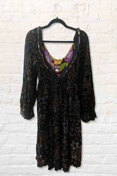 1990s Tracy Feith Flocked Velvet Décollatage Dress Selected By Ritual Vintage