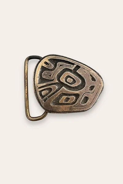 Vintage 1970's Brutalist Brass Belt Buckle Selected By Afterlife Boutique