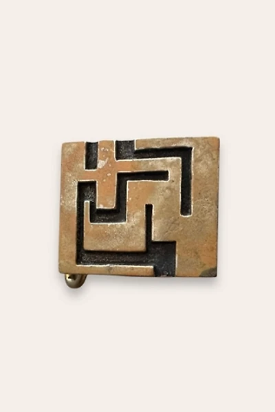 Vintage 1970's Brutalist Art Brass Belt Buckle Selected By Afterlife Boutique