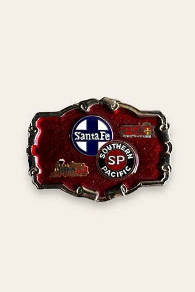 Vintage 1980's Enamel Santa Fe Railroad Belt Buckle Selected By Afterlife Boutique