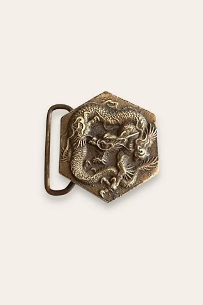 Vintage 1970's Dragon Brass Belt Buckle Selected By Afterlife Boutique