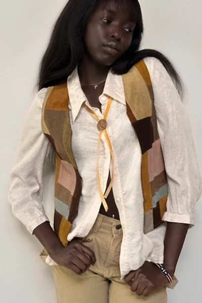 Vintage 1960's Suede Patchwork Vest Selected By Afterlife Boutique